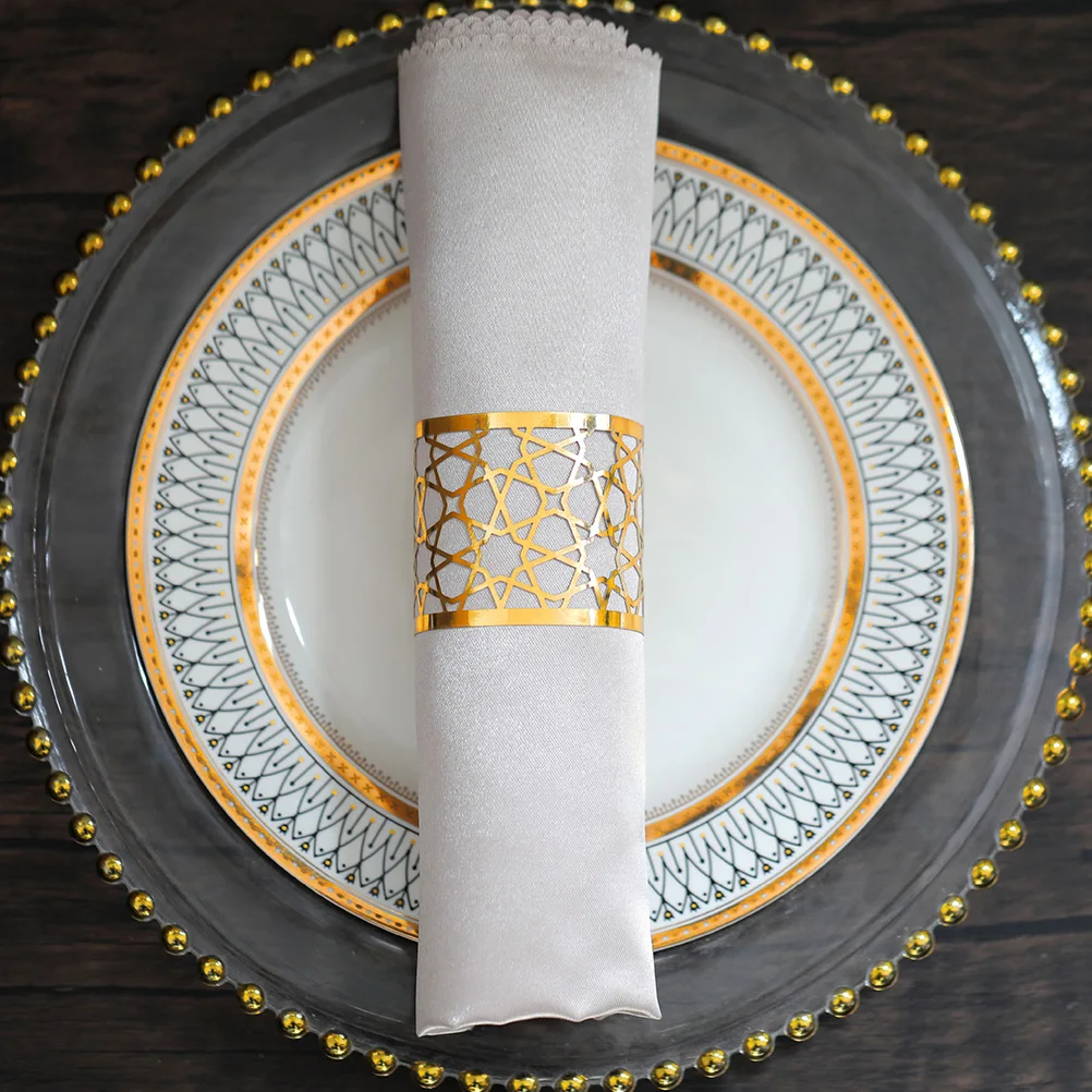50 Pcs Paper Napkin Rings Hollow Creative Reflective Gold Reusable Decorative Buckles for Party Hotel Restaurant Bar Cafe
50 Pcs Paper Napkin Rings Hollow Creative Reflective Gold Reusable Decorative Buckles for Party Hotel Restaurant Bar Cafe