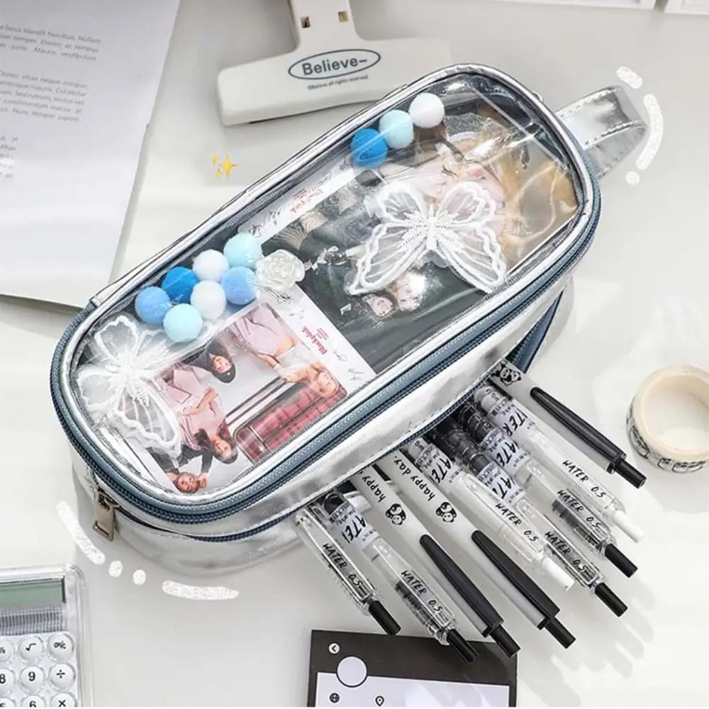 Large Capacity Silver Pencil Case Itabag Cosmetic Bag Transparent Pencil Bag Organizer Case Storage Bag Zipper Stationery Bag
Large Capacity Silver Pencil Case Itabag Cosmetic Bag Transparent Pencil Bag Organizer Case Storage Bag Zipper Stationery Bag