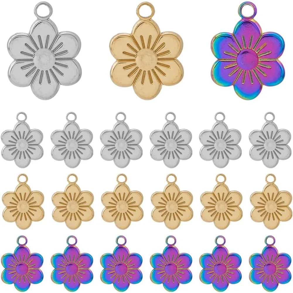 18Pcs 3 Colors Flower Charms Enamel Flower Pendants and Rainbow Color Sakura Little Flower Charms Stainless Steel Pendants
18Pcs 3 Colors Flower Charms Enamel Flower Pendants and Rainbow Color Sakura Little Flower Charms Stainless Steel Pendants