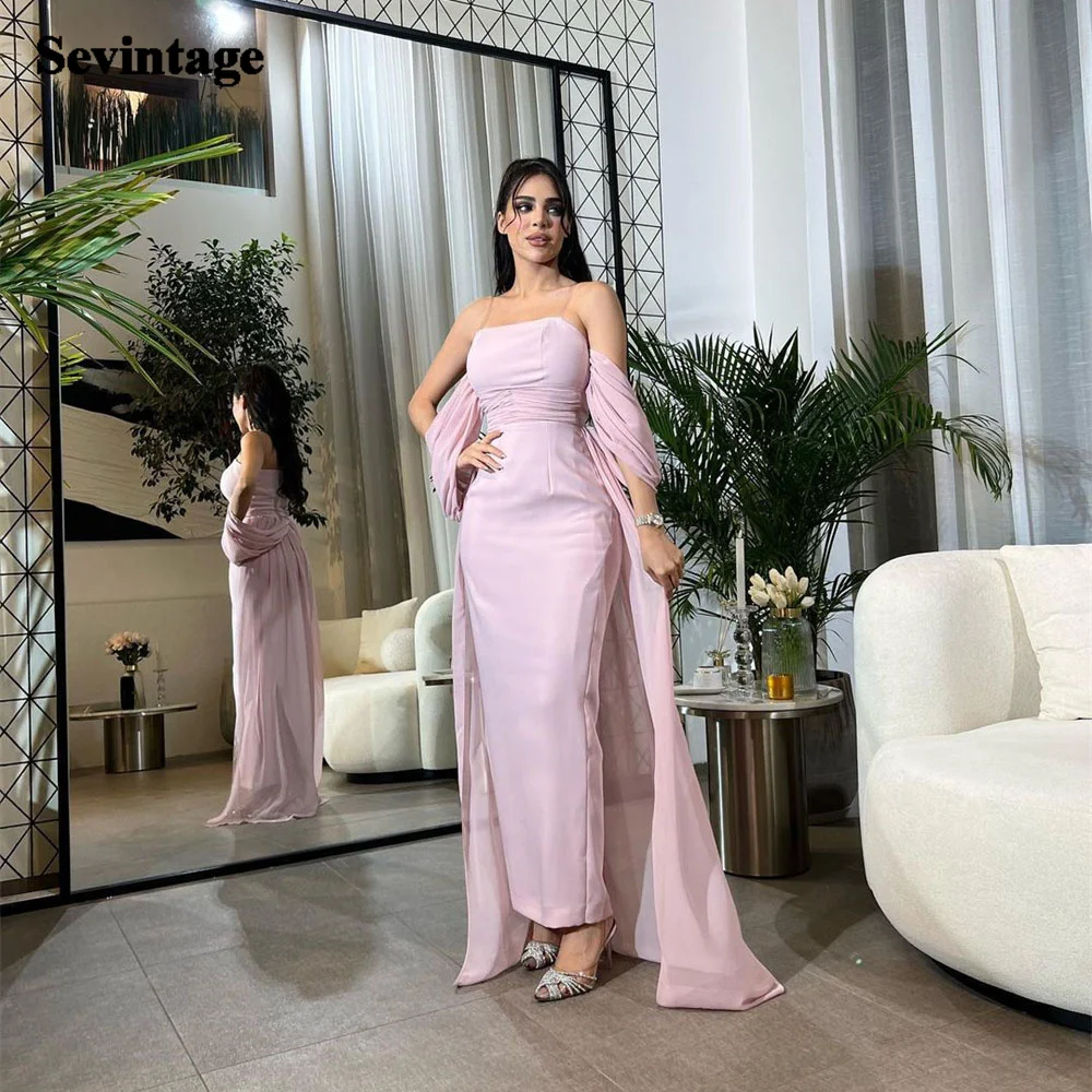 Sevintage Pink Trumpet Saudi Arabia Satin Women Evening Gowns Chiffon Cape Formal Prom Dresses Wedding Party Bridesmaid Gown
Sevintage Pink Trumpet Saudi Arabia Satin Women Evening Gowns Chiffon Cape Formal Prom Dresses Wedding Party Bridesmaid Gown