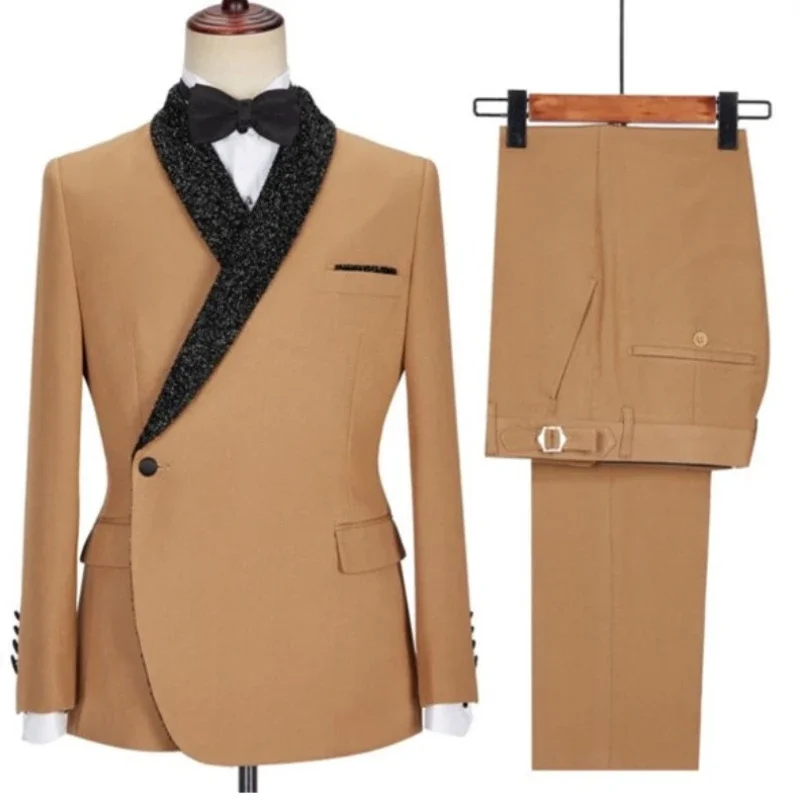 2 Piece Formal Men Suits With Shiny Black Shawl Lapel Double Breasted Wedding Groom Tuxedo Slim Fit Prom Blazer (Jacket + Pants)
2 Piece Formal Men Suits With Shiny Black Shawl Lapel Double Breasted Wedding Groom Tuxedo Slim Fit Prom Blazer (Jacket + Pants)