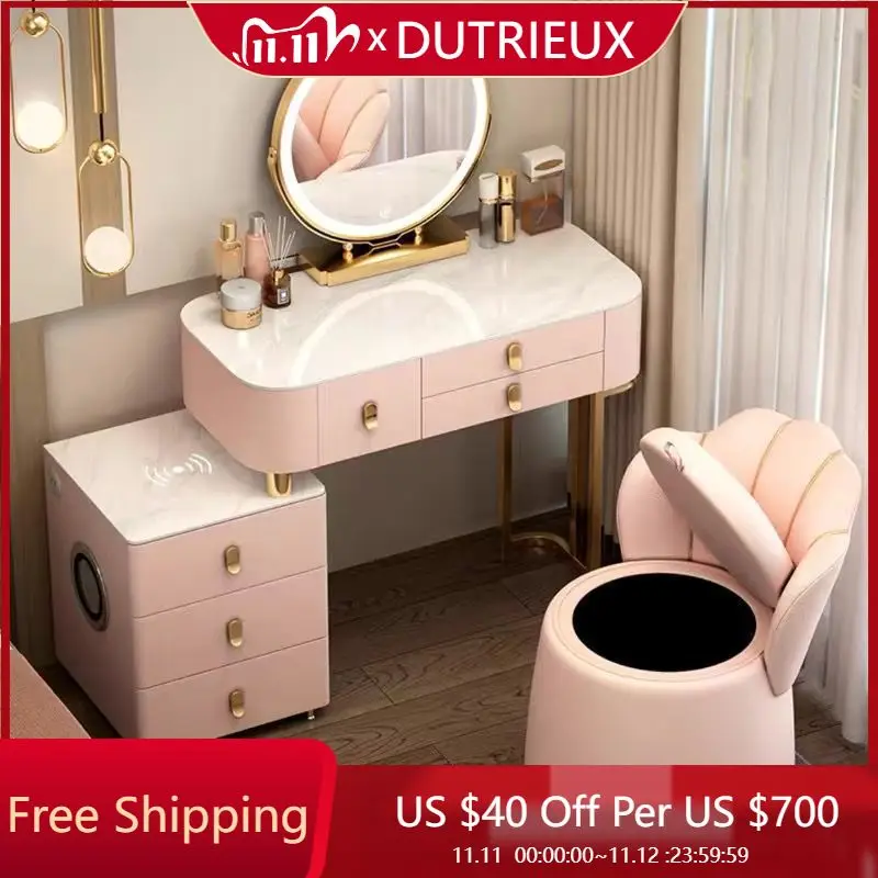 Pink Makeup Dressing Table Bedroom Storage Drawers Vanity Table Modern Luxury Shelf Cosmetics Mesa De Maquillaje Home Furniture
Pink Makeup Dressing Table Bedroom Storage Drawers Vanity Table Modern Luxury Shelf Cosmetics Mesa De Maquillaje Home Furniture