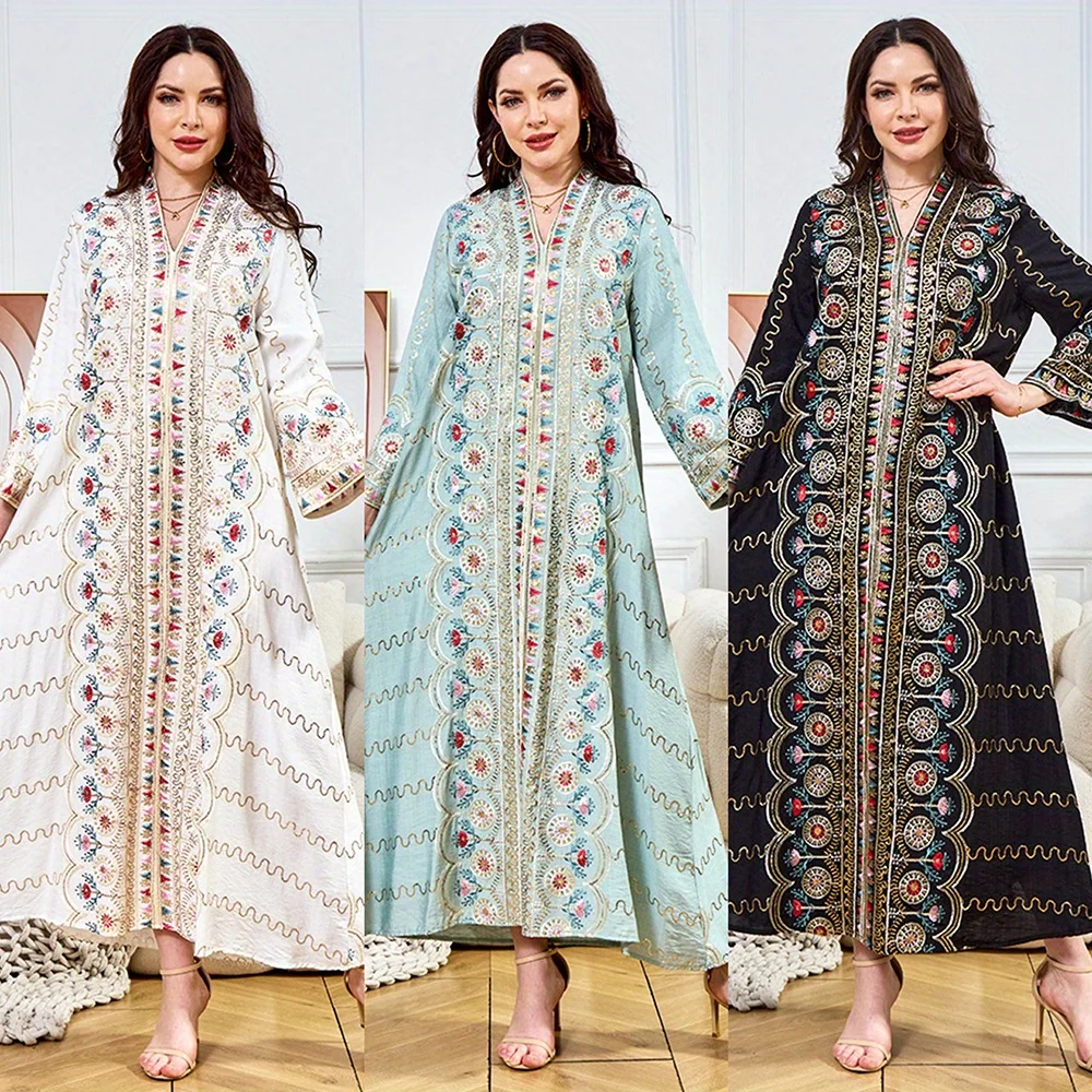 Мусульманский халат на Ближнем Востоке, женское платье, новинка 2025 года, свободное вечернее платье с v-образным вырезом, платье в Дубае, комплект аксессуаров для выступления на сцене
Мусульманский халат на Ближнем Востоке, женское платье, новинка 2025 года, свободное вечернее платье с v-образным вырезом, платье в Дубае, комплект аксессуаров для выступления на сцене