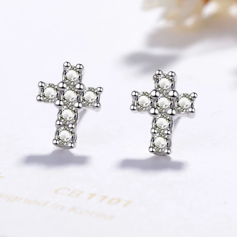 925 Sterling Silver Small Cross Stud Earrings for Women / Children Silver 925 Full Clear Zircon Pendientes Fashion Jewelry Gift
925 Sterling Silver Small Cross Stud Earrings for Women / Children Silver 925 Full Clear Zircon Pendientes Fashion Jewelry Gift