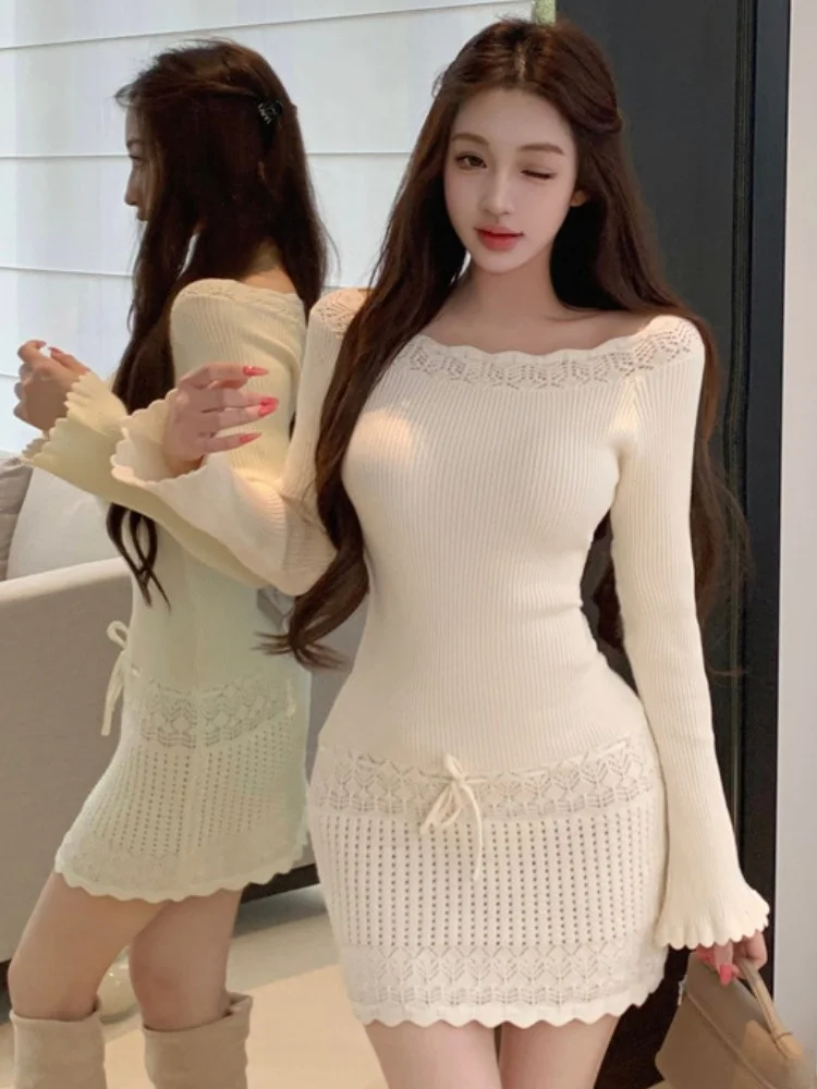 Korean Style Sweet Long Sleeve Ruffle Knitted Dress Women's Spring Autumn High Waist Slim Fit Bodycon Skirt Casual Wear
Korean Style Sweet Long Sleeve Ruffle Knitted Dress Women's Spring Autumn High Waist Slim Fit Bodycon Skirt Casual Wear