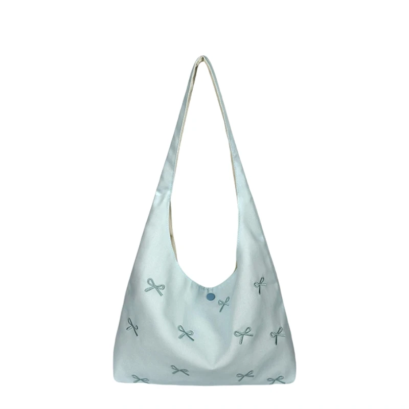 Korean Style Bow Embroidered Bag, Light Blue Canvas Hobo, Single - Shoulder/Handheld Commuter Tote, Trendy Daily Bag
Korean Style Bow Embroidered Bag, Light Blue Canvas Hobo, Single - Shoulder/Handheld Commuter Tote, Trendy Daily Bag