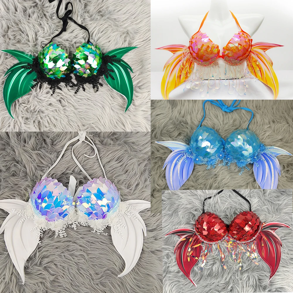 Mermaid Bikini Sequin Bra Summer Swimming Free Diving Cosplay Mermaid Wing Bra Clothing Oceanarium Bar Performance Clothing
Mermaid Bikini Sequin Bra Summer Swimming Free Diving Cosplay Mermaid Wing Bra Clothing Oceanarium Bar Performance Clothing