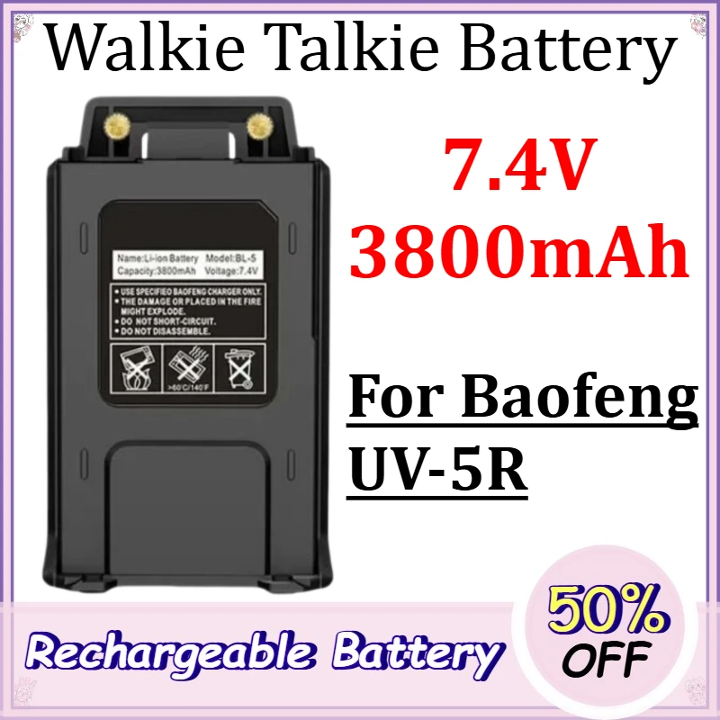 7.4V 3800mAh Walkie Talkie Battery for Baofeng UV-5R Thickened Lithium Battery with Type-C Charging Port
7.4V 3800mAh Walkie Talkie Battery for Baofeng UV-5R Thickened Lithium Battery with Type-C Charging Port