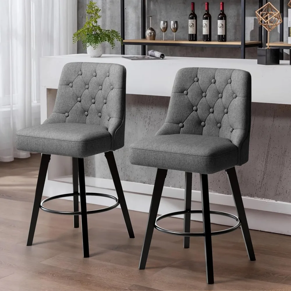 Bar Stools of 2, Swivel Stools with Back, 360 Rotation Counter Height Bar Stools, Retro Upholstered Barstools, Bar Chairs
Bar Stools of 2, Swivel Stools with Back, 360 Rotation Counter Height Bar Stools, Retro Upholstered Barstools, Bar Chairs