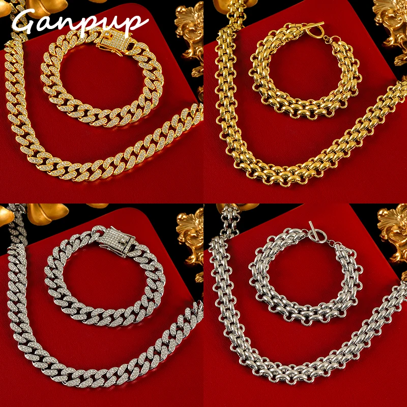 GANPUP 316L Stainless Steel Metal Thick Chain Necklace Bracelet For Women Fashion Chains Waterproof Jewelry Set Lady New Gift
GANPUP 316L Stainless Steel Metal Thick Chain Necklace Bracelet For Women Fashion Chains Waterproof Jewelry Set Lady New Gift