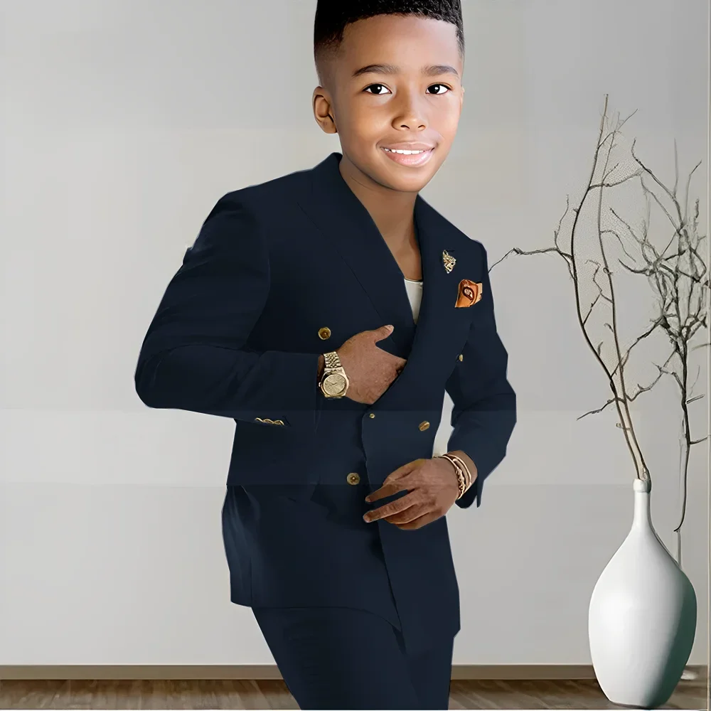 Navy Blue Boys Suit Double Breasted Wedding Tuxedo Jacket Pants 2 Piece Set Blazer for Kids Customized Dinner Outfit
Navy Blue Boys Suit Double Breasted Wedding Tuxedo Jacket Pants 2 Piece Set Blazer for Kids Customized Dinner Outfit