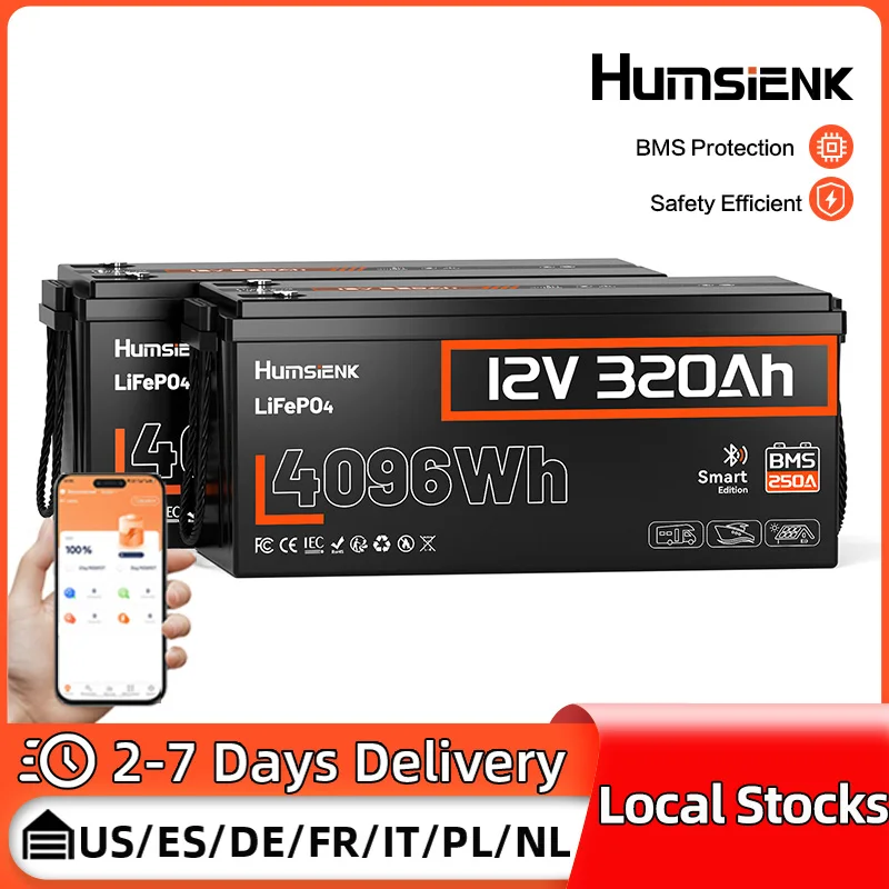 Humsienk 12V 320Ah LiFePO4 2 Pack Battery 4096Wh With Bluetooth 15000 Cycles Perfect For Trolling/ RV/ Boat/ Camp/ Home Storage
Humsienk 12V 320Ah LiFePO4 2 Pack Battery 4096Wh With Bluetooth 15000 Cycles Perfect For Trolling/ RV/ Boat/ Camp/ Home Storage