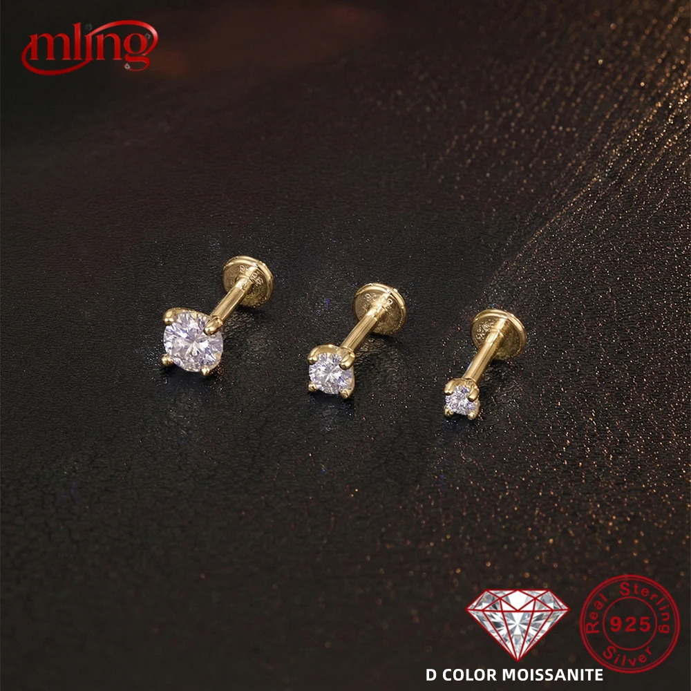 MLING 1PC 2/3/4MM Four-clawed Sparkling D Color Moissanite Piercing Cartilage Earring 925 Sterling Silver Flat Back Earring
MLING 1PC 2/3/4MM Four-clawed Sparkling D Color Moissanite Piercing Cartilage Earring 925 Sterling Silver Flat Back Earring