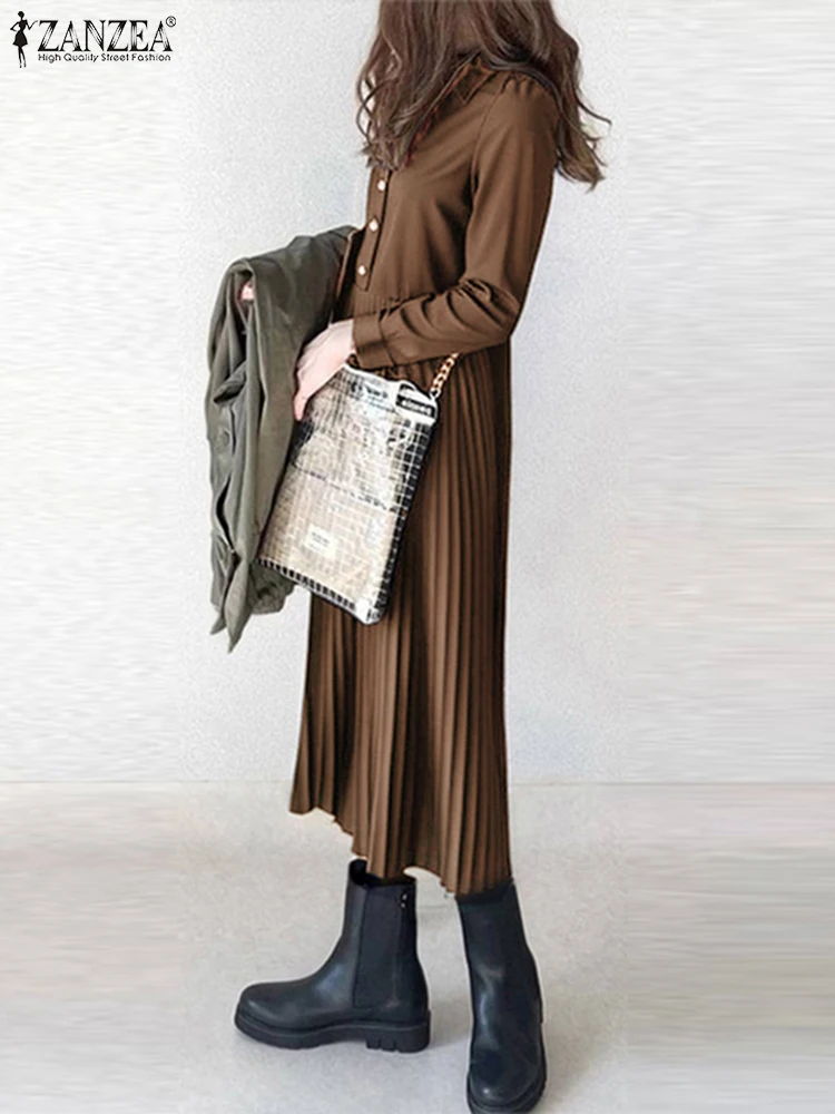 ZANZEA Casual Loose Pleating Hem Robe Women Solid Color Midi Dress Fashion Long Sleeve Shirt Vestidos 2025 Spring Holiday Dress
ZANZEA Casual Loose Pleating Hem Robe Women Solid Color Midi Dress Fashion Long Sleeve Shirt Vestidos 2025 Spring Holiday Dress