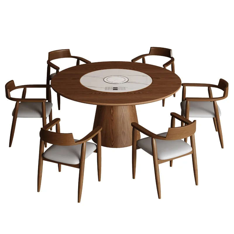 Medieval ash wood solid wood dining table, household embedded rock slab electric turntable, multi-functional hot pot table
Medieval ash wood solid wood dining table, household embedded rock slab electric turntable, multi-functional hot pot table