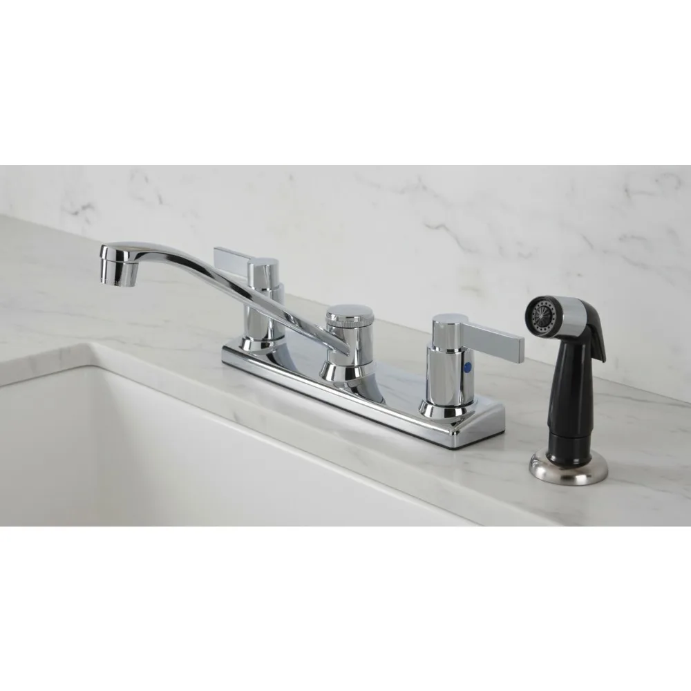 Modern Kitchen Faucet with Black Sprayer, Polished Chrome Finish, Easy Installation for Home Chefs
Modern Kitchen Faucet with Black Sprayer, Polished Chrome Finish, Easy Installation for Home Chefs