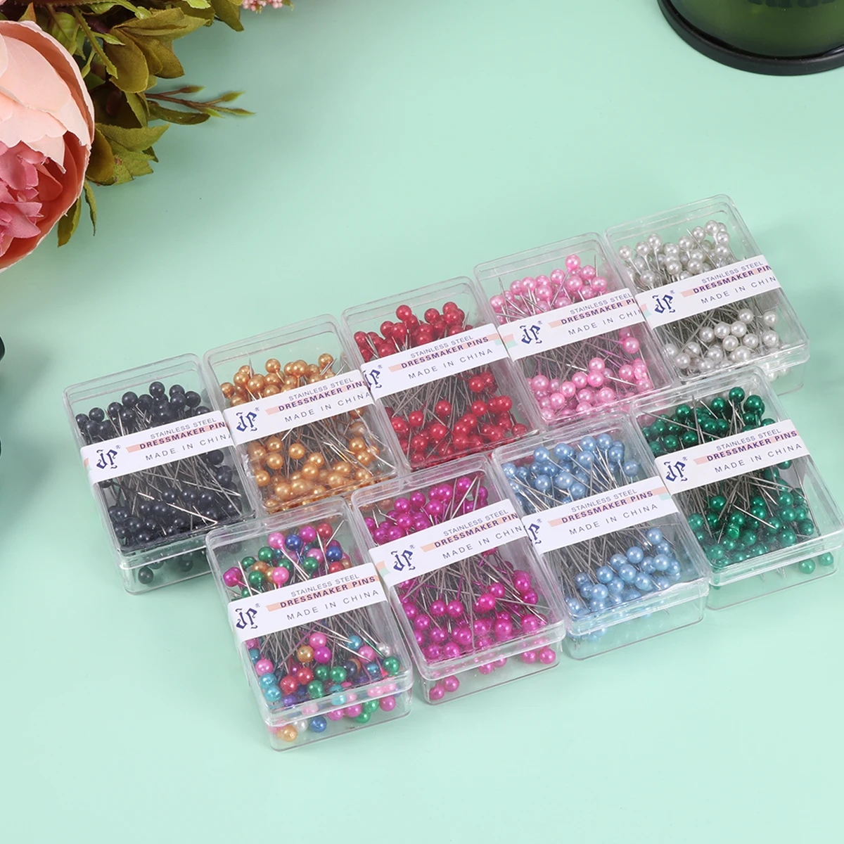 1200 Pcs Multi-Color Dressmaker Bead Push Pins in Storage Box for Creative Fabric Projects
1200 Pcs Multi-Color Dressmaker Bead Push Pins in Storage Box for Creative Fabric Projects