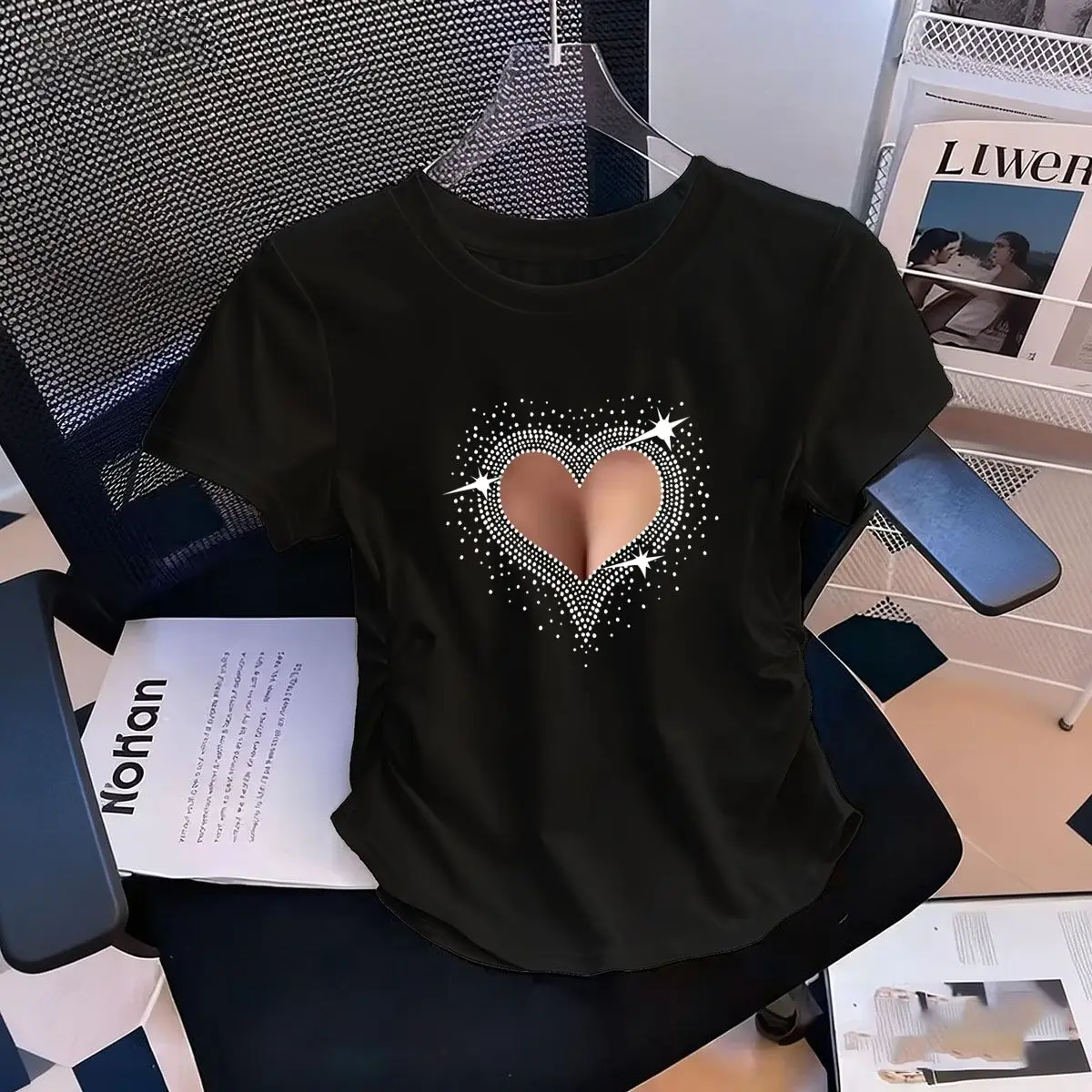 Women's Waist-Defining Elastic T Shirt Funny Heart Pattern Printed Short Sleeve Round Neck Top Summer t-shirts
Women's Waist-Defining Elastic T Shirt Funny Heart Pattern Printed Short Sleeve Round Neck Top Summer t-shirts