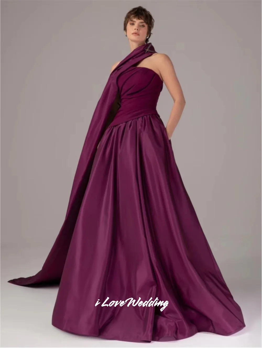 Purple Strapless A-Line Shawl Sleeveless Prom Dress Elegant Dubai Saudi Arabia Wedding Party Dress Floor-Length Pleated Customiz
Purple Strapless A-Line Shawl Sleeveless Prom Dress Elegant Dubai Saudi Arabia Wedding Party Dress Floor-Length Pleated Customiz