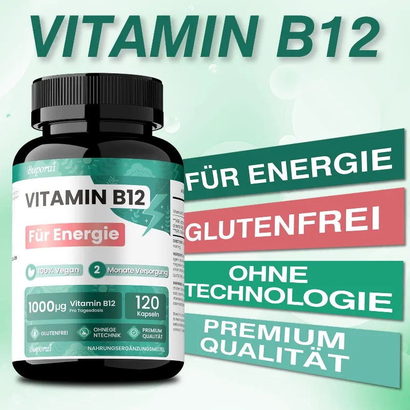 Vitamin B12 Capsules for Energy Metabolism, Healthy Brain & Nerve Function, Healthy Mood, Non-Gmo
Vitamin B12 Capsules for Energy Metabolism, Healthy Brain & Nerve Function, Healthy Mood, Non-Gmo
