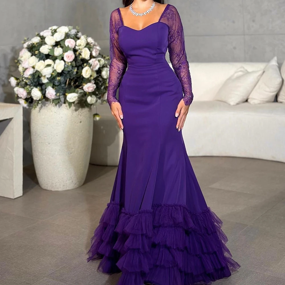Customized Graceful Pleats Lace Tiered Sweetheart Long Sleeves Evening Dress Temperament Mermaid Party Gown vestidos para mujer
Customized Graceful Pleats Lace Tiered Sweetheart Long Sleeves Evening Dress Temperament Mermaid Party Gown vestidos para mujer