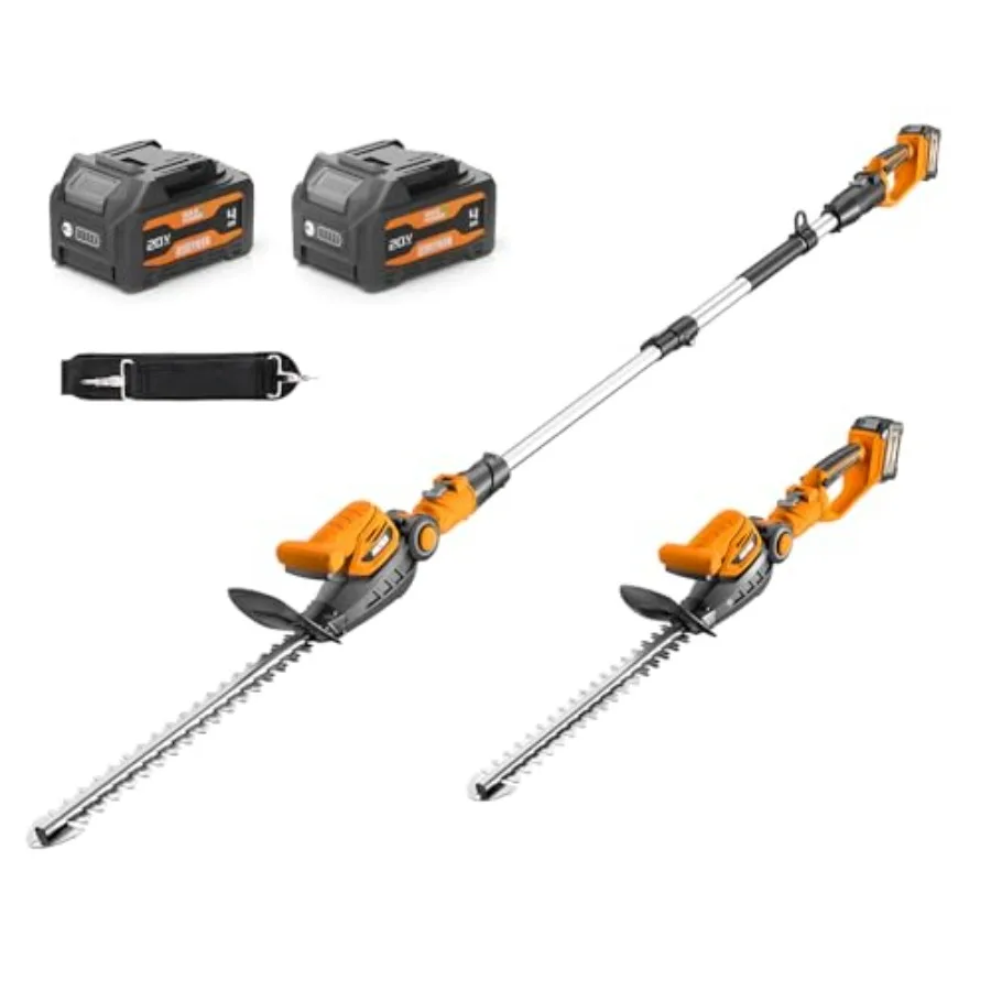 20V 2-in-1 Cordless Pole and Handheld Hedge TrimmerElectric Hedge Trimmer with 2 Packs 4.0Ah Battery and Charger 8.5-Feet Reach
20V 2-in-1 Cordless Pole and Handheld Hedge TrimmerElectric Hedge Trimmer with 2 Packs 4.0Ah Battery and Charger 8.5-Feet Reach