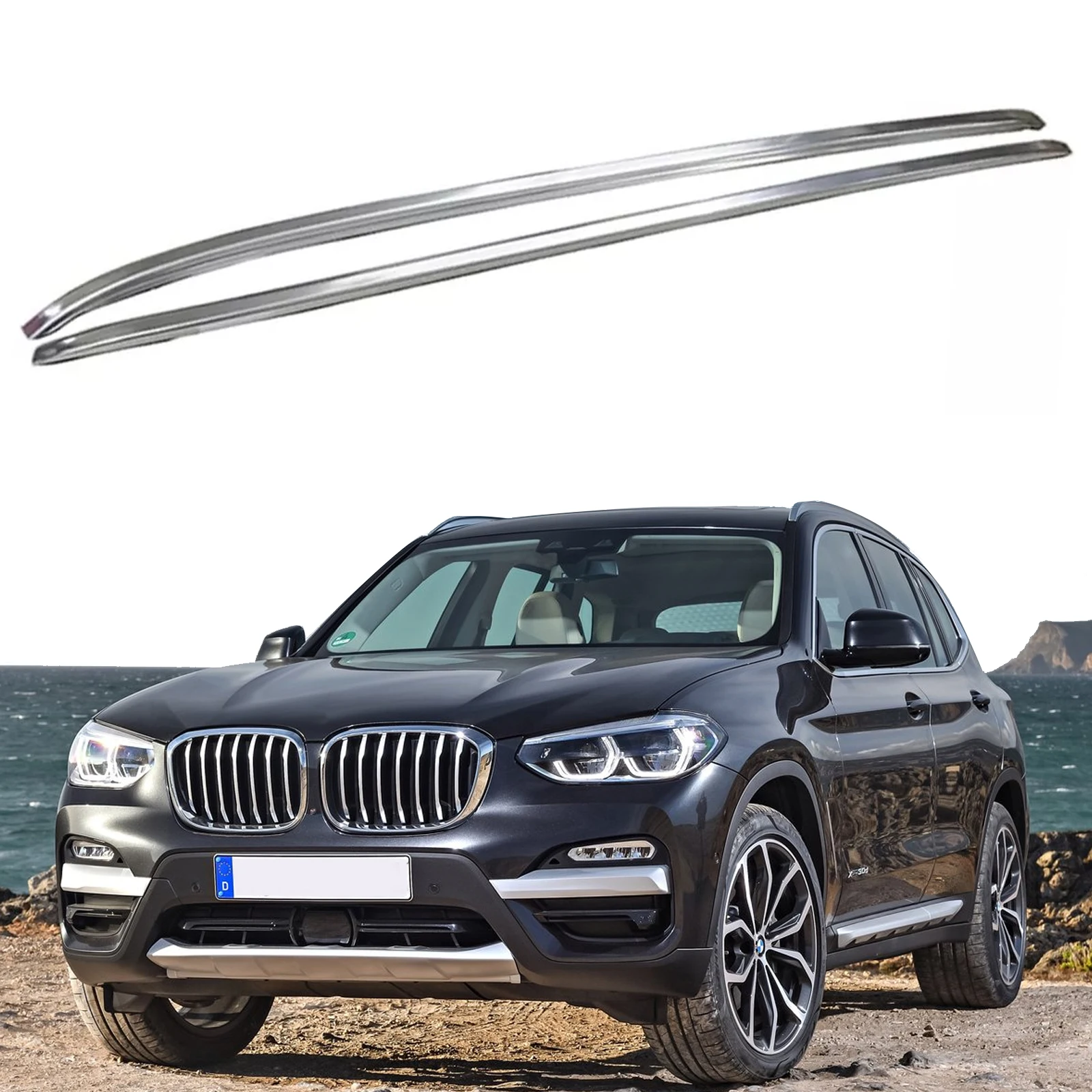 Aluminum Roof Rail Rack Cover Side Rail Bar Protector Black Updated to Silver Fits for BMW X3 G01 2018-2024
Aluminum Roof Rail Rack Cover Side Rail Bar Protector Black Updated to Silver Fits for BMW X3 G01 2018-2024