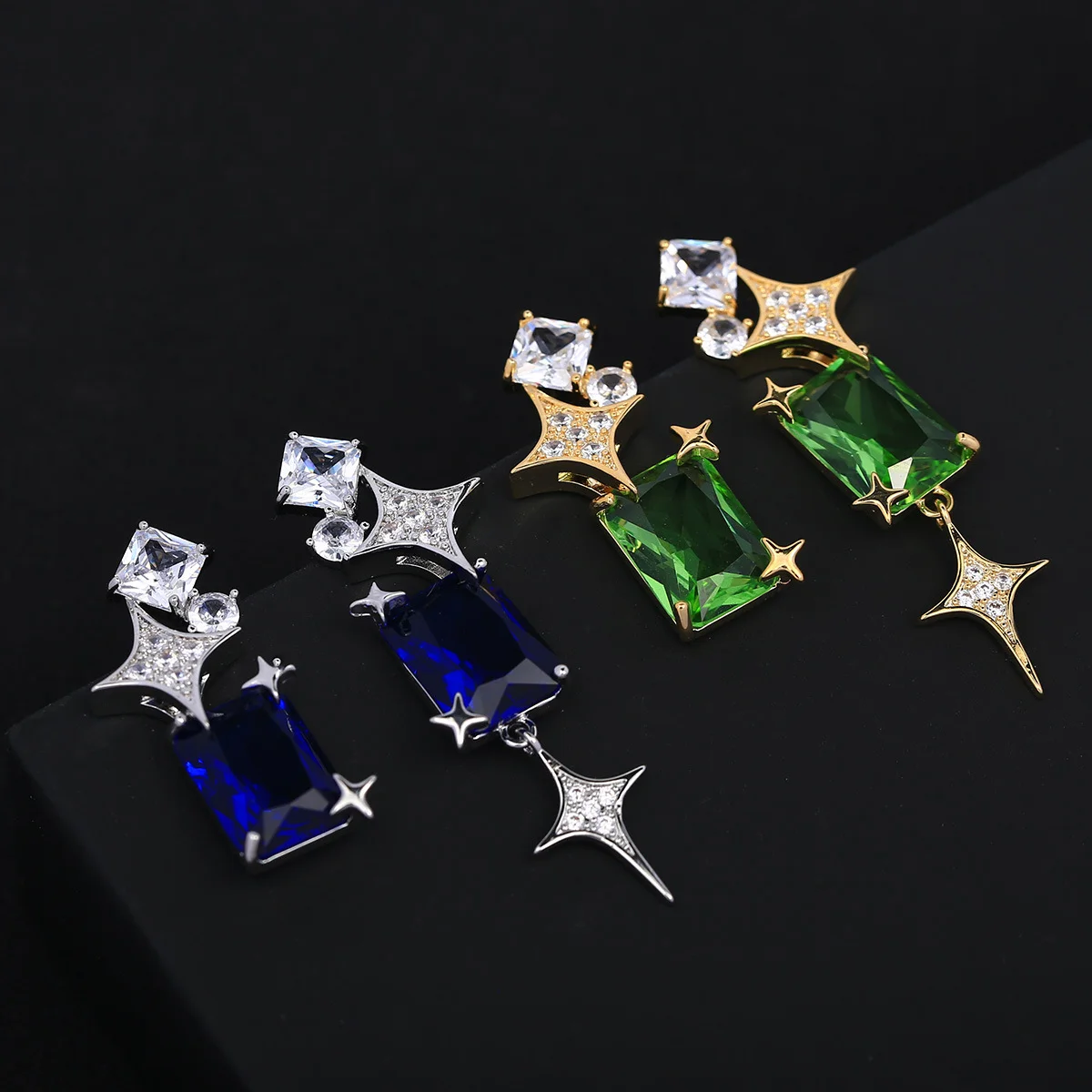 925 Silver Needle Luxury Star Square Gemstone Drop Earrings, Elegant Bridal Wedding Jewelry Gift for Women
925 Silver Needle Luxury Star Square Gemstone Drop Earrings, Elegant Bridal Wedding Jewelry Gift for Women