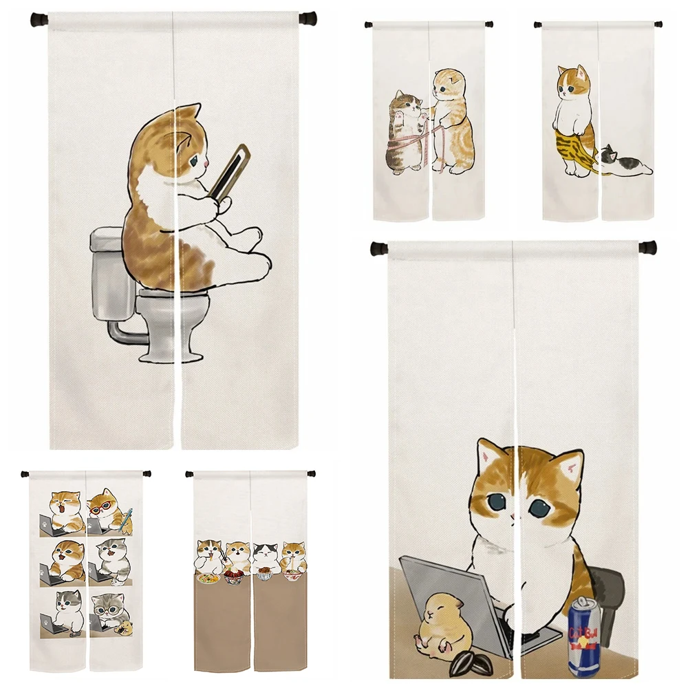 Japanese Door Curtain Noren Cute Funny Cat Drapes Living Room Bedroom Doorway Partition Kitchen Entrance Hanging Half-Curtains
Japanese Door Curtain Noren Cute Funny Cat Drapes Living Room Bedroom Doorway Partition Kitchen Entrance Hanging Half-Curtains