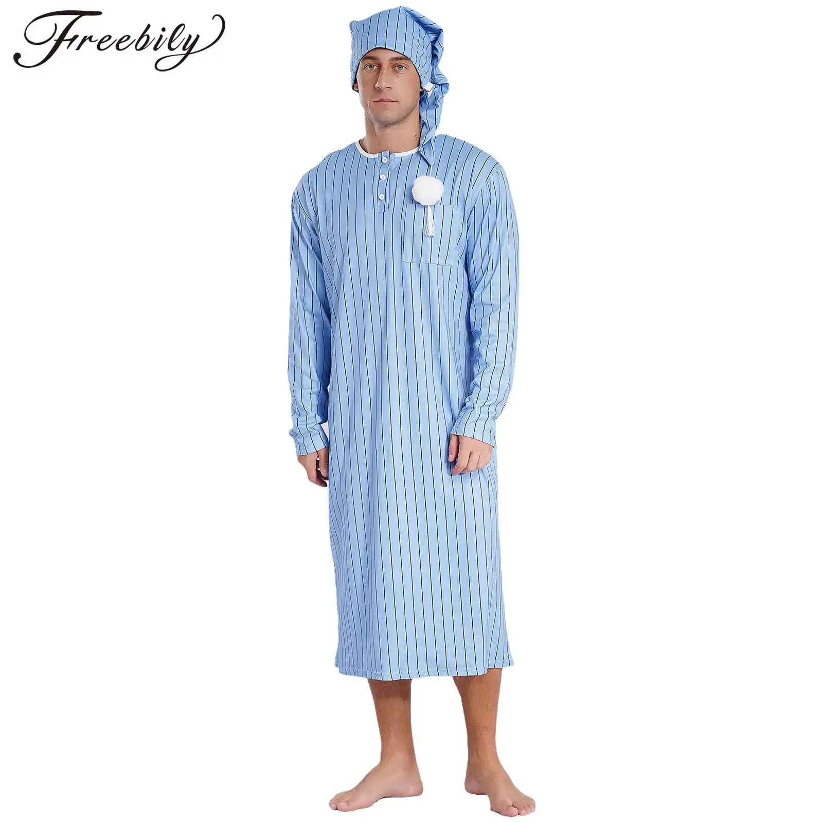 Mens Nightwear Cosplay Arabian Striped Sleep Robe with Hat Long Sleeve Nightshirt Long Robe Muslim Pajamas Halloween Costumes
Mens Nightwear Cosplay Arabian Striped Sleep Robe with Hat Long Sleeve Nightshirt Long Robe Muslim Pajamas Halloween Costumes