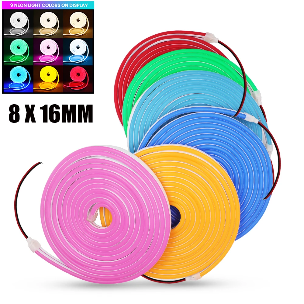 DC 12V Neon Strip Waterproof 8x16MM 120Leds White/Ice Blue/Pink/Yellow/Green/Red Home DIY Flexible Ribbion Rope LED Strip
DC 12V Neon Strip Waterproof 8x16MM 120Leds White/Ice Blue/Pink/Yellow/Green/Red Home DIY Flexible Ribbion Rope LED Strip