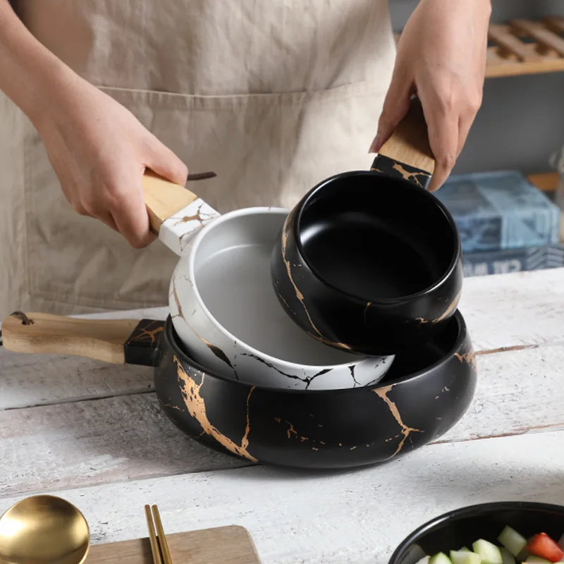 Nordic Minimalist Matte Glaze Marble Pattern Ceramic Dinnerware Creative Wood Handle Salad Baking Milk Bowl White Porcelain
Nordic Minimalist Matte Glaze Marble Pattern Ceramic Dinnerware Creative Wood Handle Salad Baking Milk Bowl White Porcelain