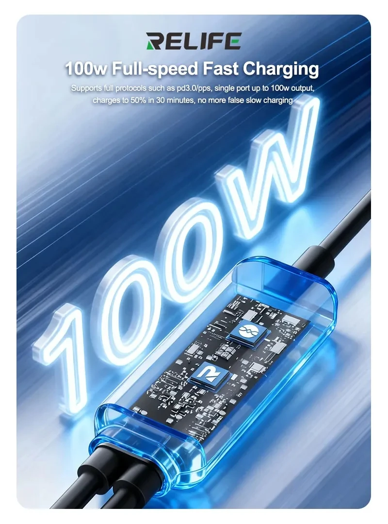 RELIFE XA7 1-to-2 Super Fast Charging Cable Digital Display 100w Full-speed Fast Charging Multi-function Repair Tools
RELIFE XA7 1-to-2 Super Fast Charging Cable Digital Display 100w Full-speed Fast Charging Multi-function Repair Tools