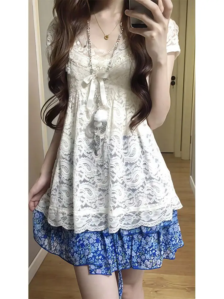 Gothic Vintage Sweet Lace 2 Piece Set Summer Casual Loose Tops + High Waist Floral Y2k Mini Skirt Women Chic Korea Fashion Suit
Gothic Vintage Sweet Lace 2 Piece Set Summer Casual Loose Tops + High Waist Floral Y2k Mini Skirt Women Chic Korea Fashion Suit