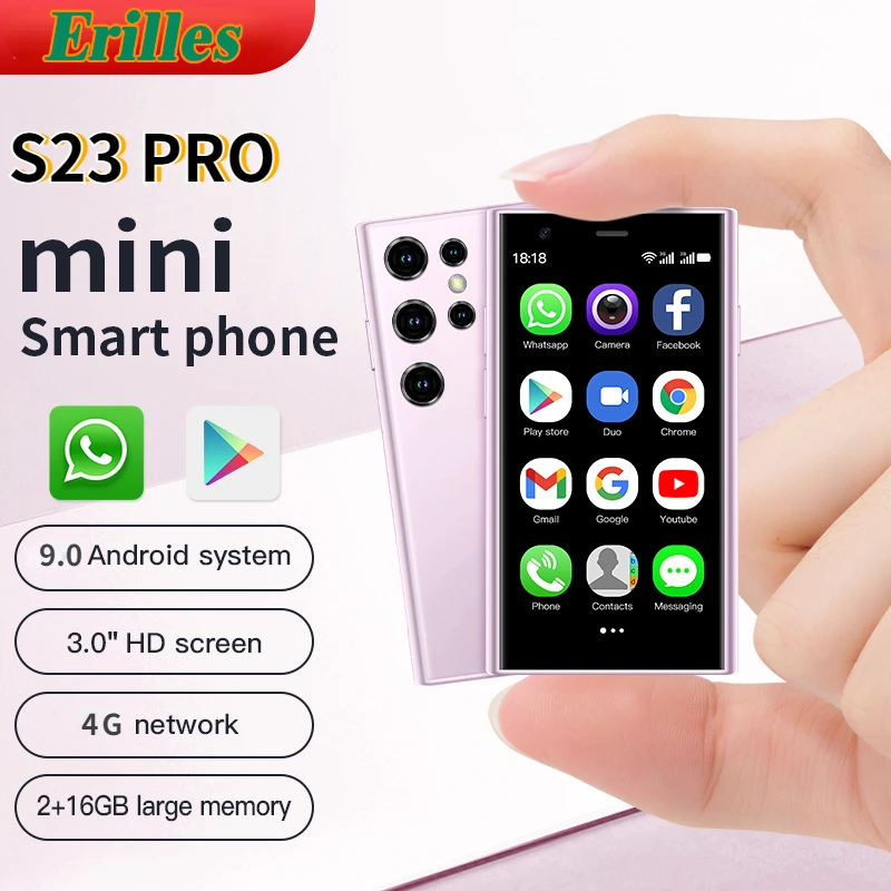 Смартфон erlies S23 Pro 4G Mini, 2 Гб ОЗУ 16 Гб ПЗУ, Android 9,0, функция распознавания лица, 1950 мАч, 3,0 дюйма, маленькая фотография
Смартфон erlies S23 Pro 4G Mini, 2 Гб ОЗУ 16 Гб ПЗУ, Android 9,0, функция распознавания лица, 1950 мАч, 3,0 дюйма, маленькая фотография