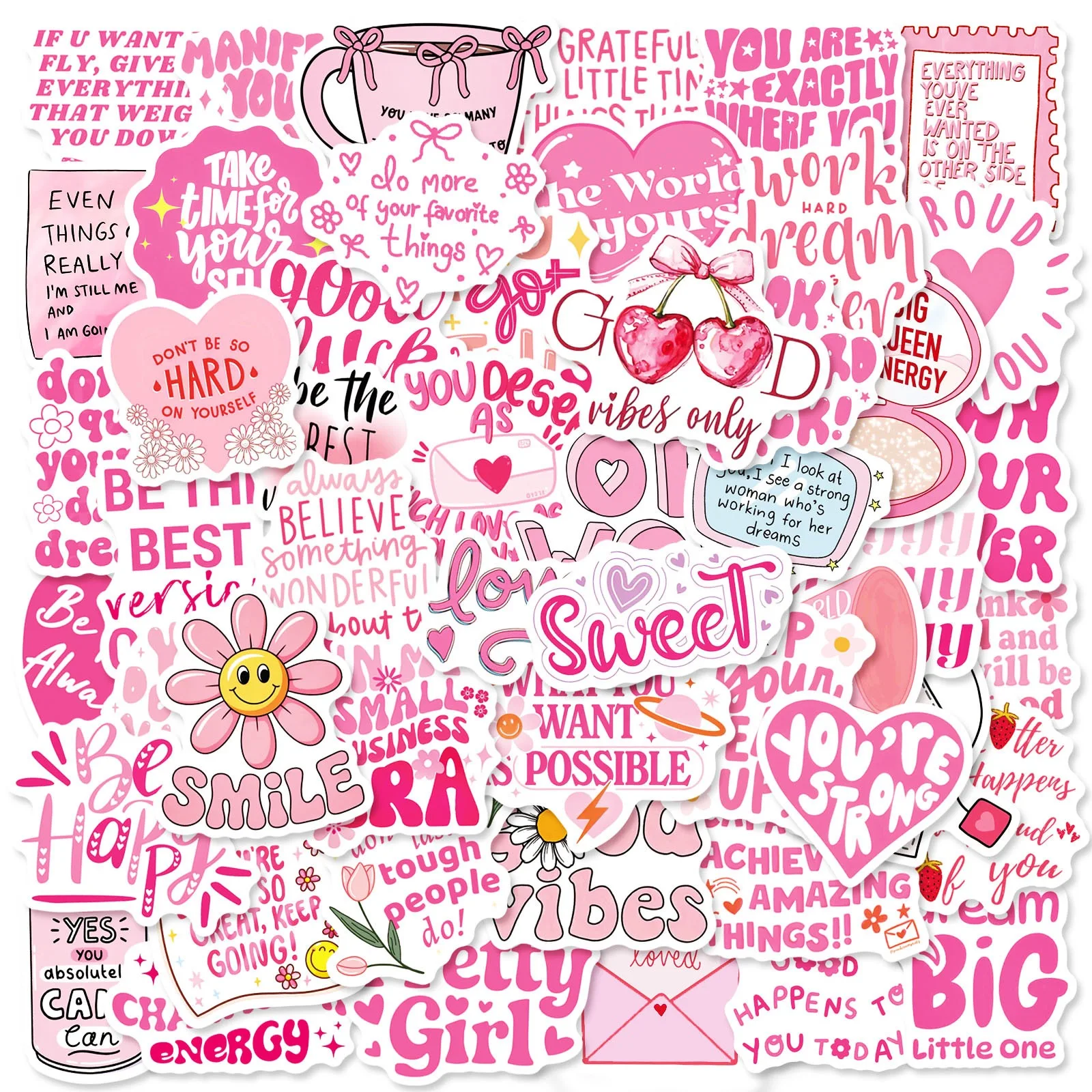10/50Pcs Kawaii Pink Inspirational Quote Stickers Aesthetic Motivational Phrase Decals Graffiti Laptop Phone Waterproof Sticker
10/50Pcs Kawaii Pink Inspirational Quote Stickers Aesthetic Motivational Phrase Decals Graffiti Laptop Phone Waterproof Sticker