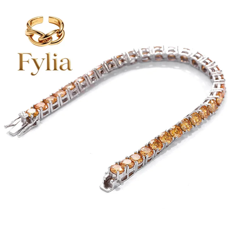 Fylia Jewelry Luxury Solid Platinum PT950 Women's 3MM Full Diamond Moissanite Champagne Bracelet Tennis Chain
Fylia Jewelry Luxury Solid Platinum PT950 Women's 3MM Full Diamond Moissanite Champagne Bracelet Tennis Chain