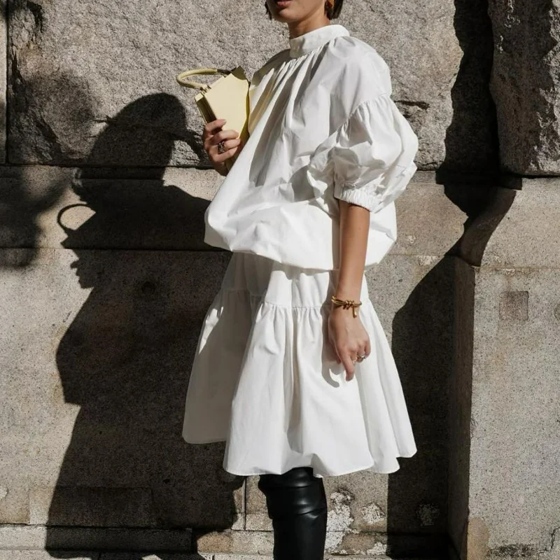 Kuzuwata O Neck Solid Color Short Sleeve Robe Femme Japanese Vestidos De Mujer Elegant Pleated Patchwork Loose Casual Dresses
Kuzuwata O Neck Solid Color Short Sleeve Robe Femme Japanese Vestidos De Mujer Elegant Pleated Patchwork Loose Casual Dresses
