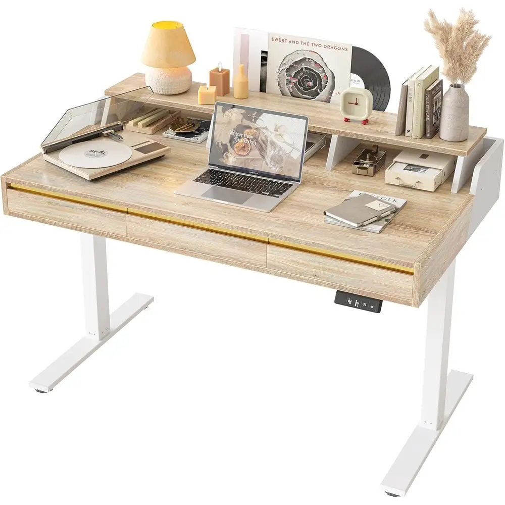 47 Electric Height-Adjustable Desk with Storage and Monitor Stand, Maple Finish
47 Electric Height-Adjustable Desk with Storage and Monitor Stand, Maple Finish