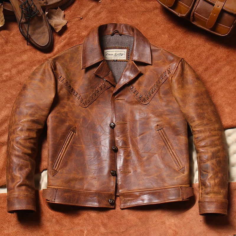 Верхний слой восковой краски в американском стиле ретро, 6 мм, повседневное пальто из натуральной кожи, мужская верхняя одежда Thi
Верхний слой восковой краски в американском стиле ретро, 6 мм, повседневное пальто из натуральной кожи, мужская верхняя одежда Thi