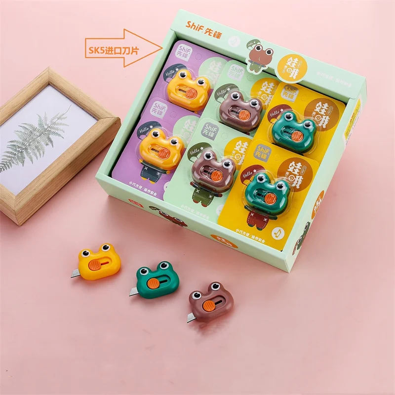 24 pcs/lot Creative Frog Utility Knife Cute Paper Cutter Cutting Paper Razor Blade Office School Supplies
24 pcs/lot Creative Frog Utility Knife Cute Paper Cutter Cutting Paper Razor Blade Office School Supplies