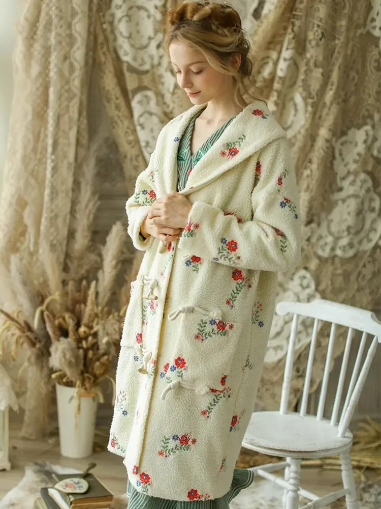 116-124cm Bust Fall Winter Wool Coat Jacket Women Mori Girls Elegant Embroidery Florals Korean Fashion Loose Long Wool Coats
116-124cm Bust Fall Winter Wool Coat Jacket Women Mori Girls Elegant Embroidery Florals Korean Fashion Loose Long Wool Coats