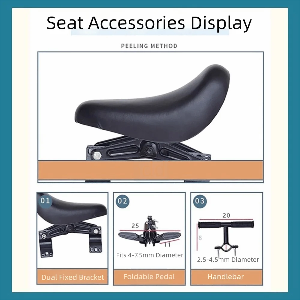 Front Mounted Bike Seat with Handlebars with Foot Pedals Bicycle Unisex Safety Seat Quick Removal Easy Install
Front Mounted Bike Seat with Handlebars with Foot Pedals Bicycle Unisex Safety Seat Quick Removal Easy Install