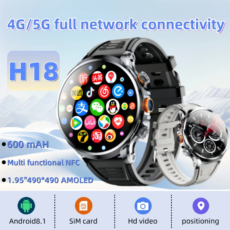 2025 НОВЫЕ умные часы H18Android, 1,95-дюймовый AMOLED-экран, 8 ГБ + 128 ГБ, 4G, полная сеть Google Play, Wi-Fi, GPS, SIM-карта 
2025 НОВЫЕ умные часы H18Android, 1,95-дюймовый AMOLED-экран, 8 ГБ + 128 ГБ, 4G, полная сеть Google Play, Wi-Fi, GPS, SIM-карта