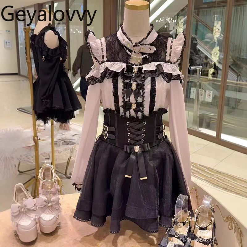 Sweet Girl Versatile Top Spring Summer New Japanese Style Three Bow Long Sleeve Shirt Stand Collar Off Shoulder Lace Bow Blouse
Sweet Girl Versatile Top Spring Summer New Japanese Style Three Bow Long Sleeve Shirt Stand Collar Off Shoulder Lace Bow Blouse