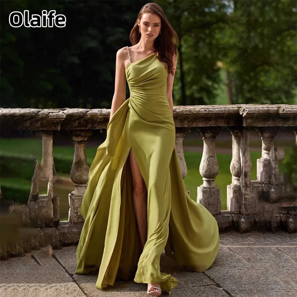 Olaife Elegant Party Dresses Backless Satin One Shoulder Dress Pleats Special Occasion Dress with Side Split robes du soi
Olaife Elegant Party Dresses Backless Satin One Shoulder Dress Pleats Special Occasion Dress with Side Split robes du soi