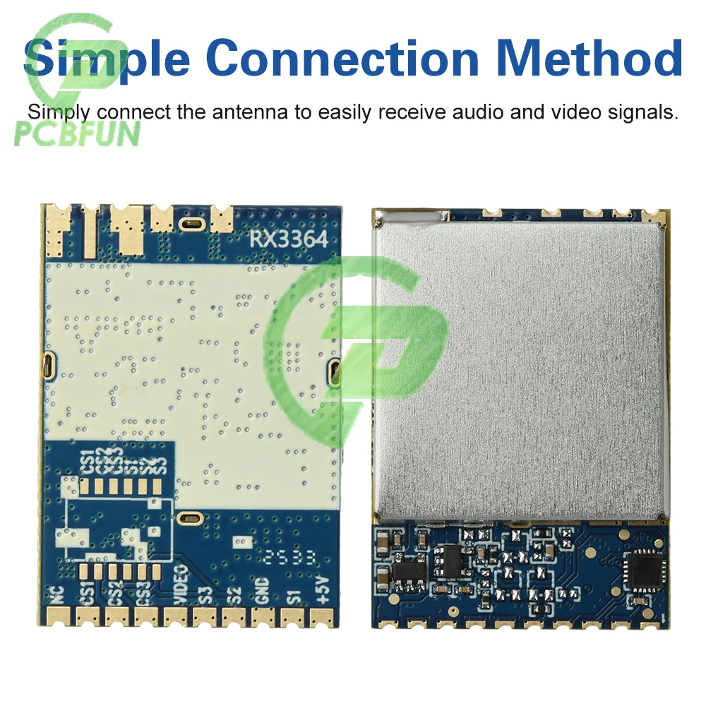 RX3364 3.3G FPV Wireless Transmission Module Broadband Reception Stable Audio Video Signals 3060-3500MHz for Drones Cameras
RX3364 3.3G FPV Wireless Transmission Module Broadband Reception Stable Audio Video Signals 3060-3500MHz for Drones Cameras