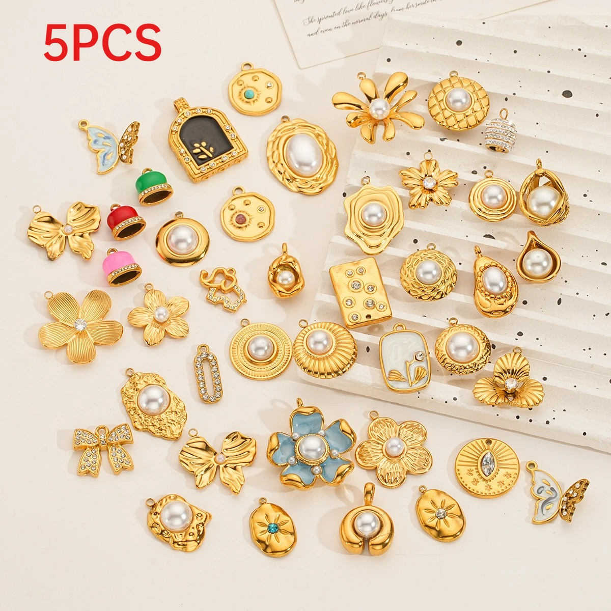 5Pcs Stainless Steel Simulated Pearl Enamel Bell Flower Charms For DIY Jewelry Making
5Pcs Stainless Steel Simulated Pearl Enamel Bell Flower Charms For DIY Jewelry Making