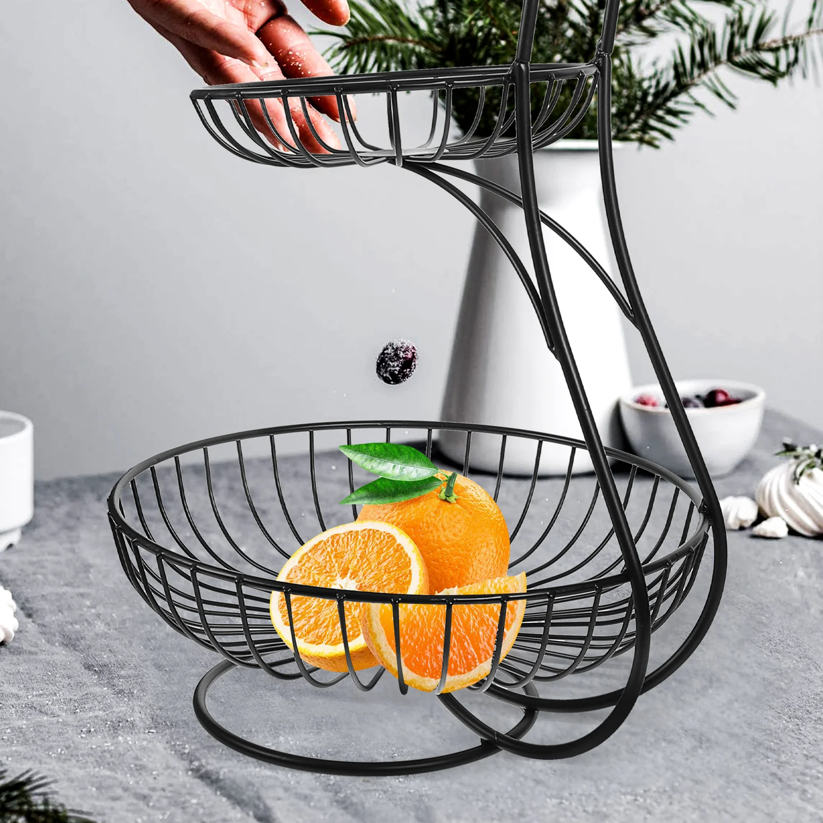 Iron Art Double Layer Fruit Basket Black Wire Metal Kitchen Snacks Storage Container Large Capacity Tidy Clean MultiPurpose
Iron Art Double Layer Fruit Basket Black Wire Metal Kitchen Snacks Storage Container Large Capacity Tidy Clean MultiPurpose
