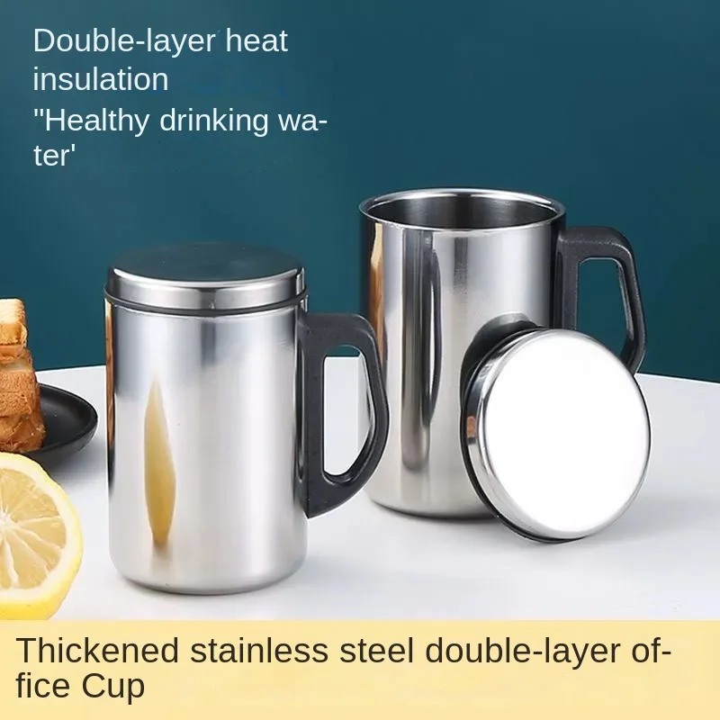 Stainless steel water cup with lid handle student kindergarten children double-layer thickened heat-insulated anti-scalding cup 
Stainless steel water cup with lid handle student kindergarten children double-layer thickened heat-insulated anti-scalding cup